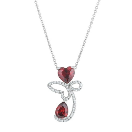 Abstract Heart Necklace - J Goodin Clarise 3.2ct Garnet CZ White Gold Rhodium Abstract Heart Drop Necklace