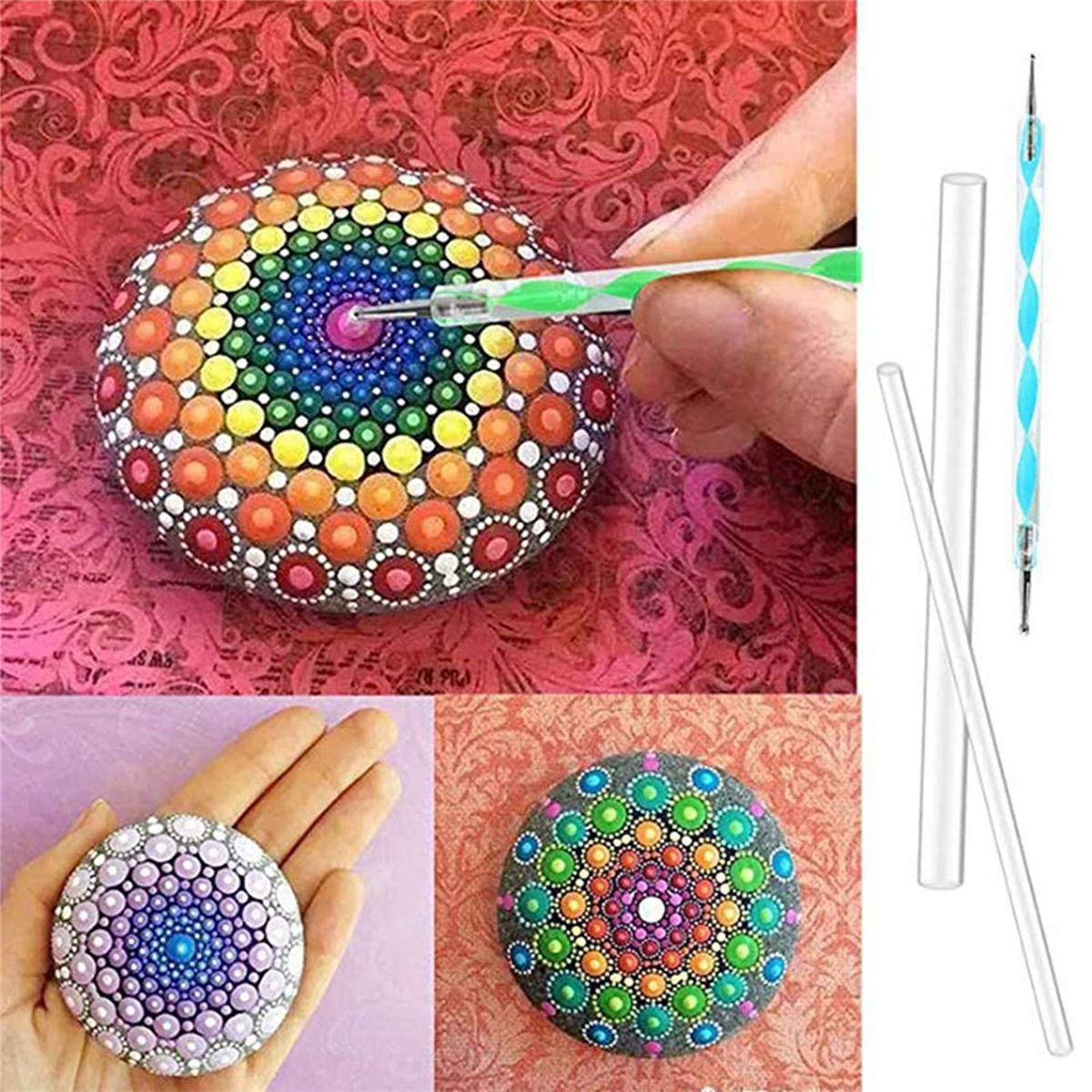 80 Pcs Mandala Dotting Tools for Painting Rocks Mandala Stencils Kit Ball Stylus Clay Sculpting Carving Tools