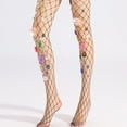 thumbnail image 4 of Sofullue Women Sequins Flower Mesh Tights Sexy Fishnet Pantyhose for Rhinestone Stockings, 4 of 9