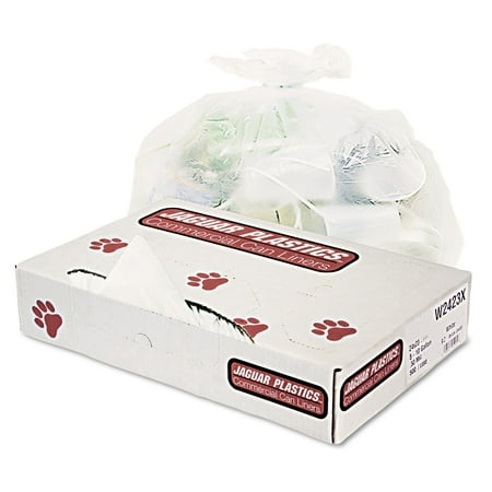 Jaguar Plastics Industrial Strength White Commercial Can Liners, 10 gal, 500 ct