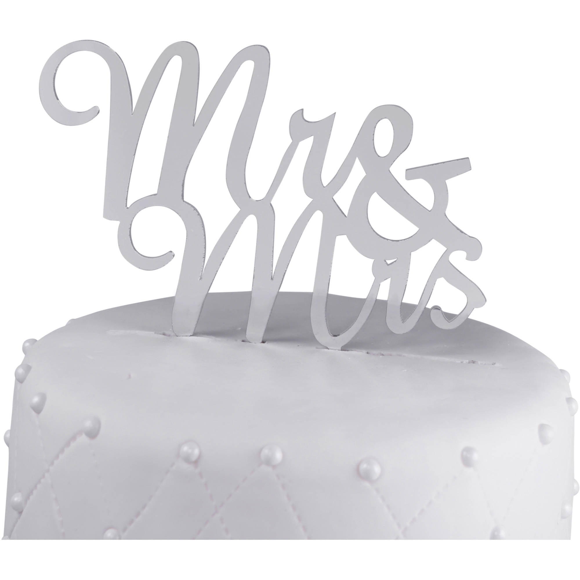 MR & MRS WEDDING CAKE TOPPER-AND-WHITE ACRYLIC SIGN/KEEPSAKE PLASTIC DECORATION 