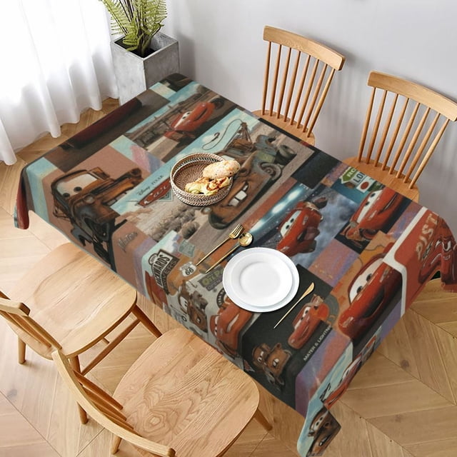 Mantel de Cars Lightning Mcqueen para cocina, comedor, fiesta, elegante mantel impermeable, lavable, resistente a las arrugas, decorativo, rectangular, 54 x 54 pulgadas