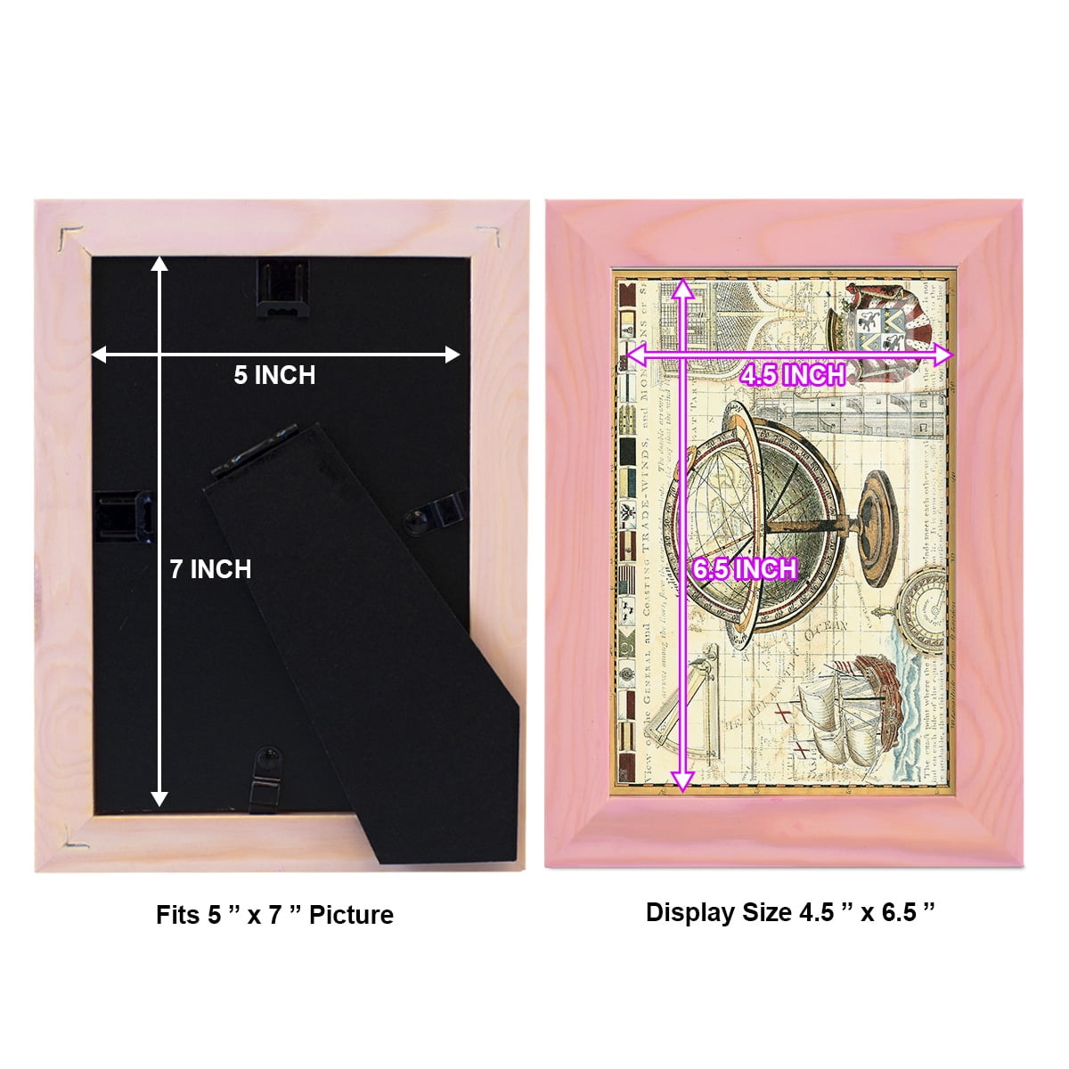 Nautical Map II -Framed Print w/glass-Sunset Pink
