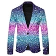 thumbnail image 3 of oqasdz Mens Blazer Sequin Print Jacket Glitter Embroidered Tuxedo for Groom Dinner Classic Fit Stretch Dress Coat Party Evening Wedding Prom, 3 of 4