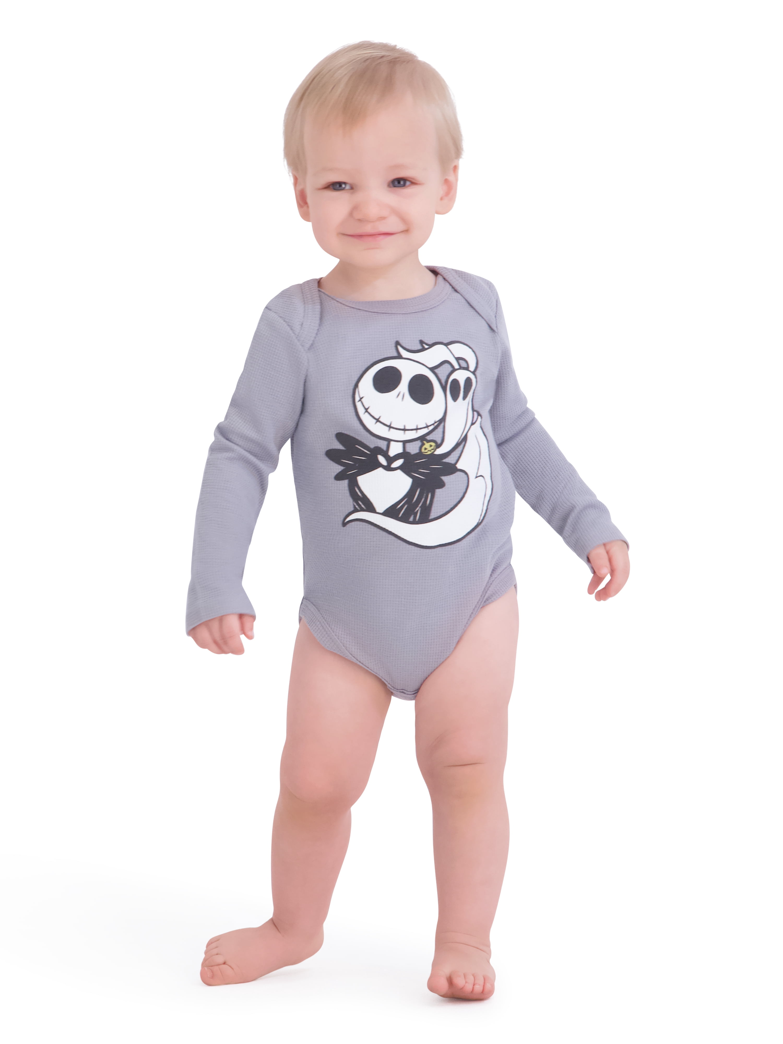 Nightmare Before Christmas Baby Boy 3 Pack Long Sleeve Bodysuit, Size 0-24 Months