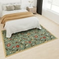 thumbnail image 4 of Ottomanson Floral Area Rug 5' x 6'6" - Non Slip Low Pile Carpet, Seafoam Green, 4 of 8