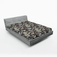 thumbnail image 2 of Ambesonne Botanical Fitted Sheet, Vintage Pattern of Lily, King Size, Dark Purple Eggshell Tan, 2 of 5
