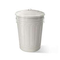 13-Gallon Beige Galvanized Steel Round Trash Can with Lid