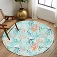 thumbnail image 2 of Round Rugs 6Ft, Teal Red Coastal Jellyfish Round Area Rug Washable Indoor Throw Carpet, Summer Nautical Beach Coral Starfish Soft Non Slip Circle Rug for Office Cabinet Home Decor Aesthetic, 2 of 8