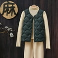 thumbnail image 4 of HAiming Womens Padded Vest Sleeveless Round Neck Snap Button Solid Color Quilted Coat Trendy Clothes, 4 of 6