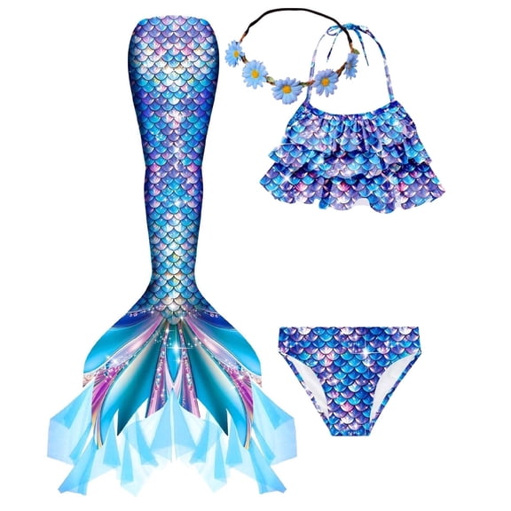 2026 Girls New Mermaid Tail Swimsuit Kids Swimwear Mermaid Costume Play Tail Sets