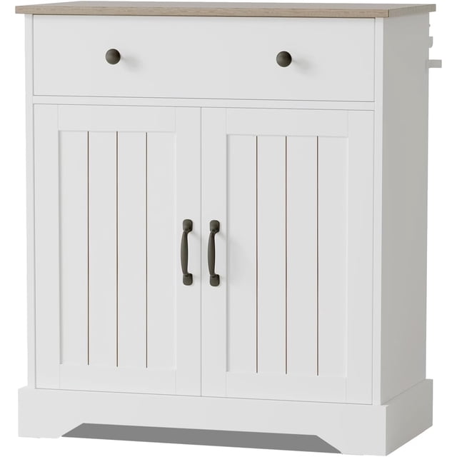Buffet de 29,5 Po avec Rangement, Armoire de Bar à Café Polyvalente, Armoires de Rangement Blanches Élégantes avec Tablettes Ajustables pour Salon, Entrée, Salle à Manger