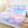 thumbnail image 3 of Feelyou Dreamy Purple Unicorn Bed Sheets for Teen, Mystic Castle King Sheets, Cartoon Magical Animal Sheet Set, Microfiber Bedroom Decor, 4-Piece, 3 of 7