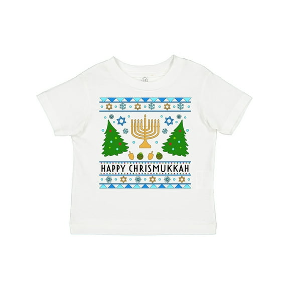 Inktastic Happy Chrismukkah Sweater Style with Menorah and Trees Boys or Girls Toddler T-Shirt