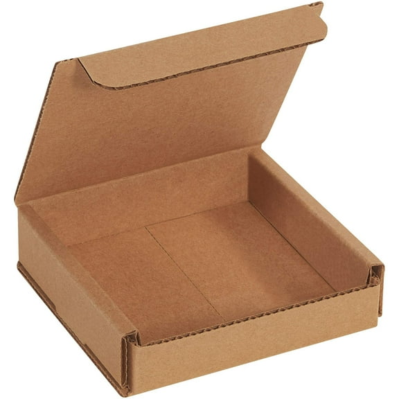 BOX USA BM441K Corrugated Mailers, 4" x 4" x 1", Kraft Pack of 50