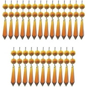 H&D 25pcs 55mm Amber Crystal Icicle Prism Chandelier Drop Pendant Part with Two Beads
