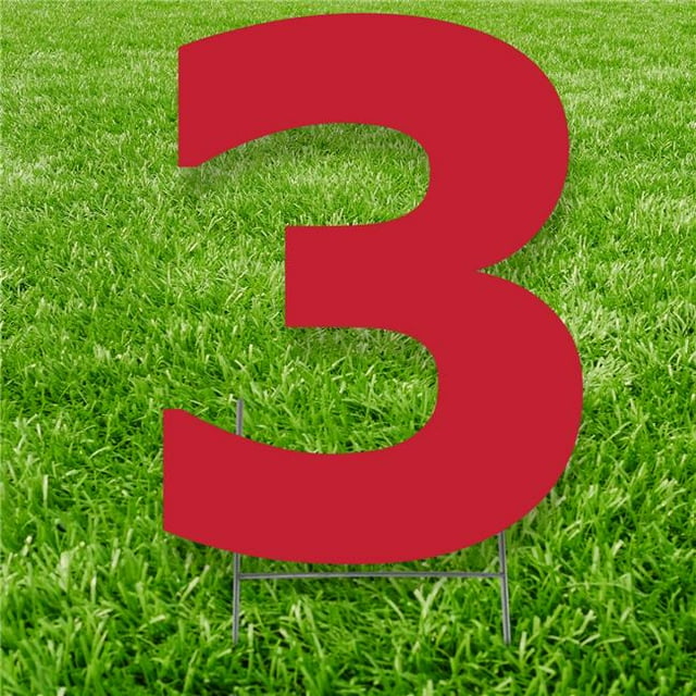 Advanced Graphics 3234 20 x 15 in. Number 3 Yard Sign, Red