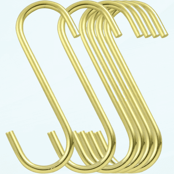 6PCS 4 inch Solid S Hook S Hooks Heavy Duty Kitchen Garden Multi Purpose Storage Hooks Hangers, Gold