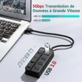 thumbnail image 4 of En 1 Puertos USB Múltiples Con Interruptores Independientes Y Luces Led, Múltiples Tomas USB 1 Puerto USB 3.0 Y 3 Puertos USB 2.0, Multi-usb Para Transferencia De Datos,, 4 of 5