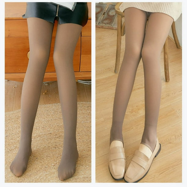 Fleece Leggings Solid Color Skin-through Pants Slim Stretch