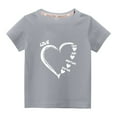 thumbnail image 1 of Penkiiy Haut à Manches Courtes Imprimé Cœur pour Enfants Garçons Filles, Col Rond, Couleur Unie, 4-5 Ans, Gris, 1 of 4