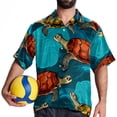 thumbnail image 4 of Turtle Seamless Men's Short Sleeve Hawaiian Print Button Down Beach Shirt, 4 of 6