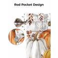 thumbnail image 5 of Thanksgiving Pumpkin Valances for Windows Eucalyptus Leaves Flowers Wood Texture Kitchen Valance Curtain Rod Pocket Small Curtains for Cafe Bathroom Laundry Basement 54" x 18", 5 of 8