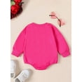 thumbnail image 3 of Bslissey Baby Girls Valentine's Day Sweatshirt Romper 3M 6M 12M 18M Long Sleeve Letter Heart Print Crew Neck Bodysuit Newborn Infant Cute Clothes for Casual Daily, 3 of 8