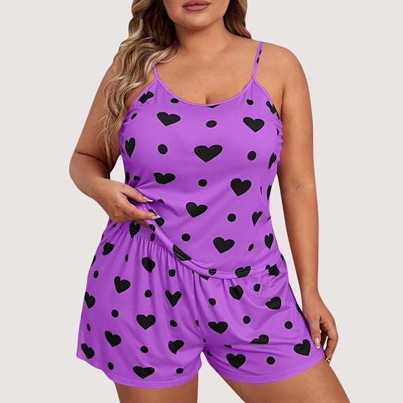 Heisall Women's Summer Loose Casual Two Piece Set Print Sleeveless Tank Top and Shorts Matching Set with Pockets