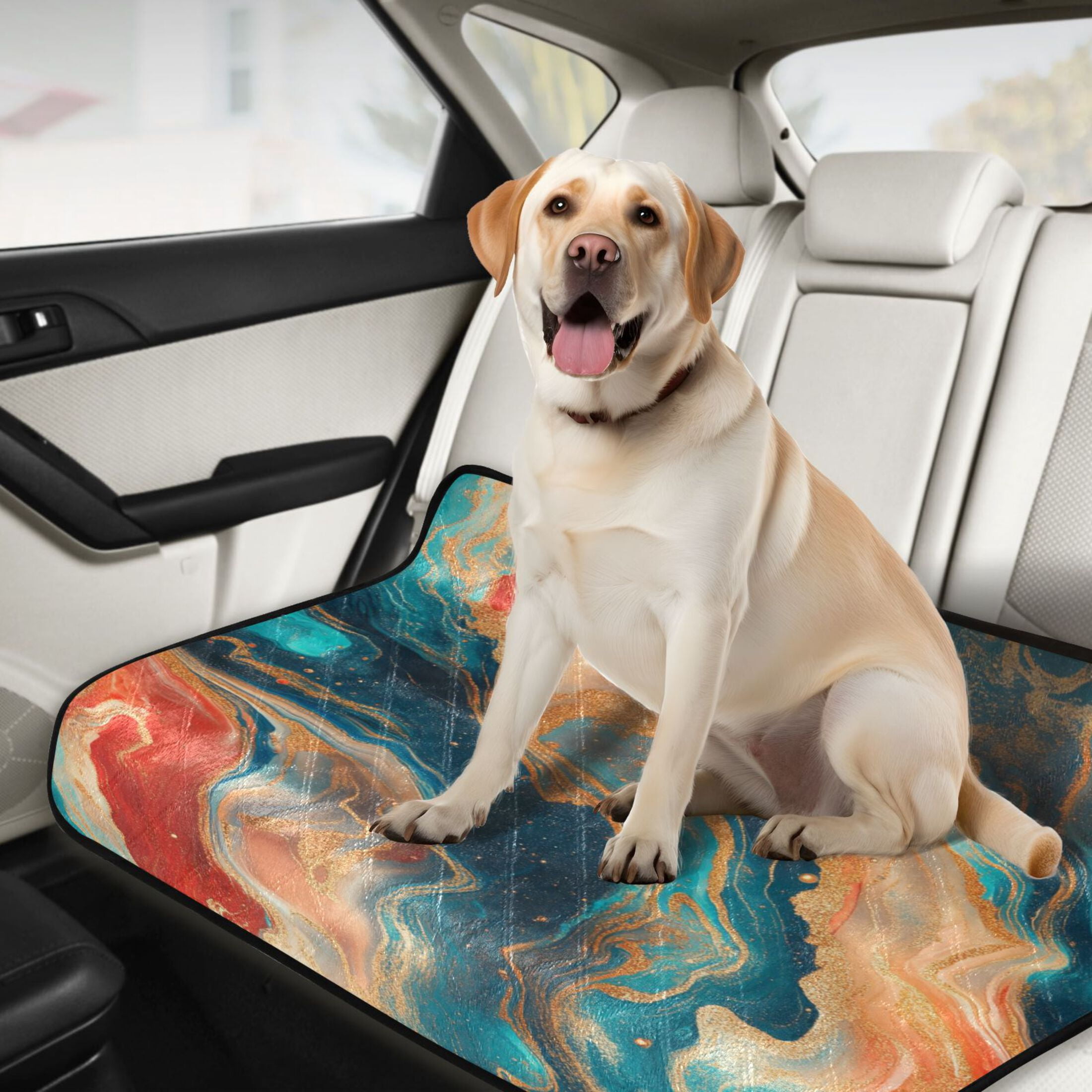 Qxltty Colorful Gilt Marble Cat litter Pads Pet Set of 3 Diaper Mats Center Anti-leakage Layer Absorbent Soft and Comfortable