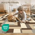 thumbnail image 4 of ODIKA 3'x5' Washable Throw Rug Stain Resistant, Low Profile, Non-Slip Transitional Blocks Contemporary Minimalist Maze Brushstroke Abstract Flowing for Entryway, Kitchen, Mudroom, 4 of 7