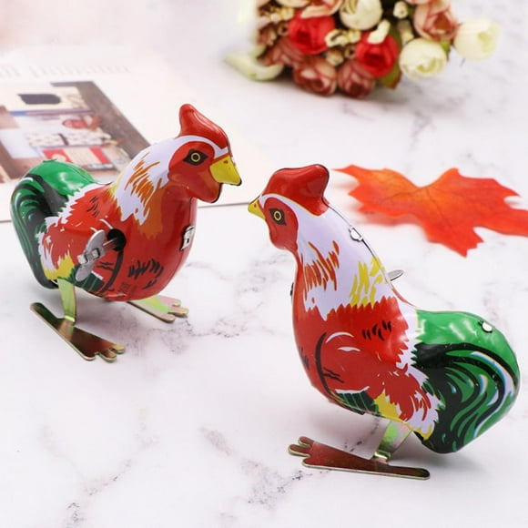 CHOK 5Pcs Metal Wind Up Tin Toys Jumping Rooster Metal Animal Winds Up Toys Gifts