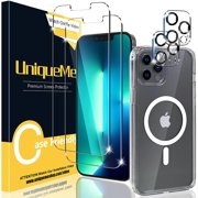 [2+2+1 Pack] UniqueMe Compatible with iPhone 13 Pro Max Screen Protector, Camera Lens Protector and Clear Magnetic Case
