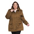 thumbnail image 3 of Soularge Women's Plus Size Winter Coat Quilted Windproof Jacket Hooded Parka Coffee 6X, 3 of 10