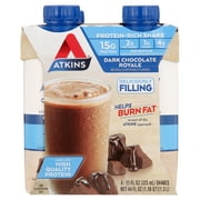Atkins Dark Chocolate Royale Protein Shake, High Protein, Low Carb, Keto Friendly, Gluten Free, 11fl oz, 4 Ct