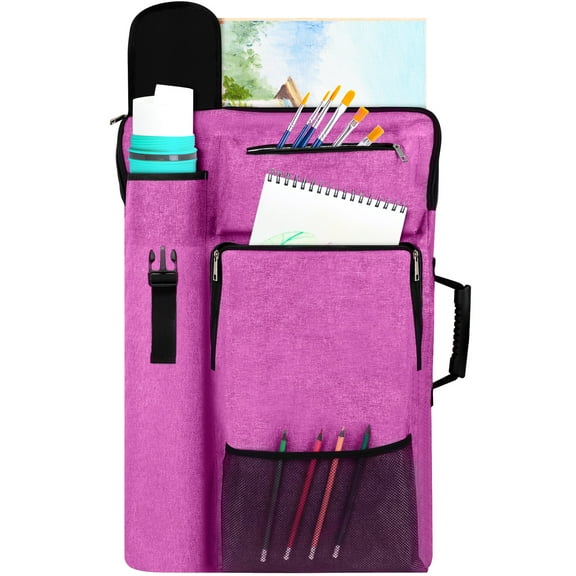 Art Portfolio Case,Art Portfolio Bag 18 x 24, Artist Backpack for supplies/Artwork/Drawing Sketching Painting(pink)