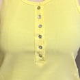 thumbnail image 4 of Wide Strap Tank Top for Women Cute Summer Button Slim Fitted Henley Tops Beach Vacation Sleeveless Shirt Yellow, 4 of 5