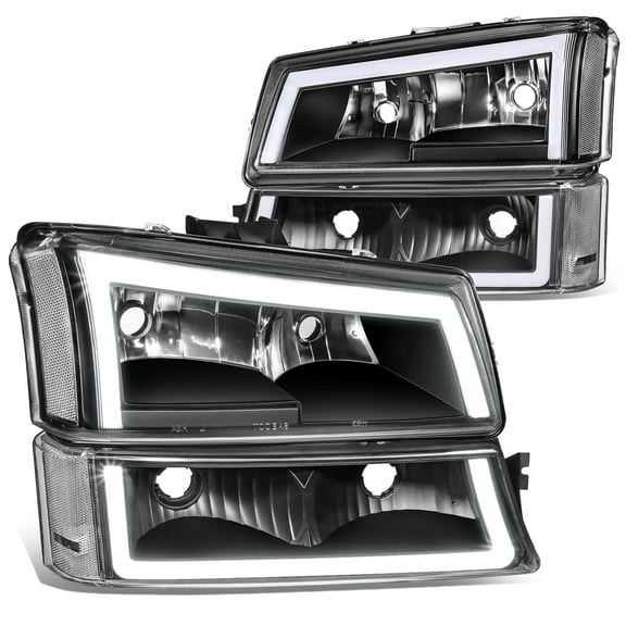DNA Motoring For 2003-2007 Silverado Avalanche 1500 2500 LED DRL Black Headlight Bumper Lamps Set