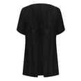 thumbnail image 5 of Wyobmus WoMen's Lightweight Open Front Cardigans Casual Short Sleeve Cotton Linen Blouse Tops Loose Beach Flowy Hem Cover Up S-2X Black, 5 of 5