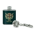 thumbnail image 2 of Fierce Snarling Tribal Tiger Oni  Stainless Steel 1oz Mini Flask Key Chain, 2 of 3
