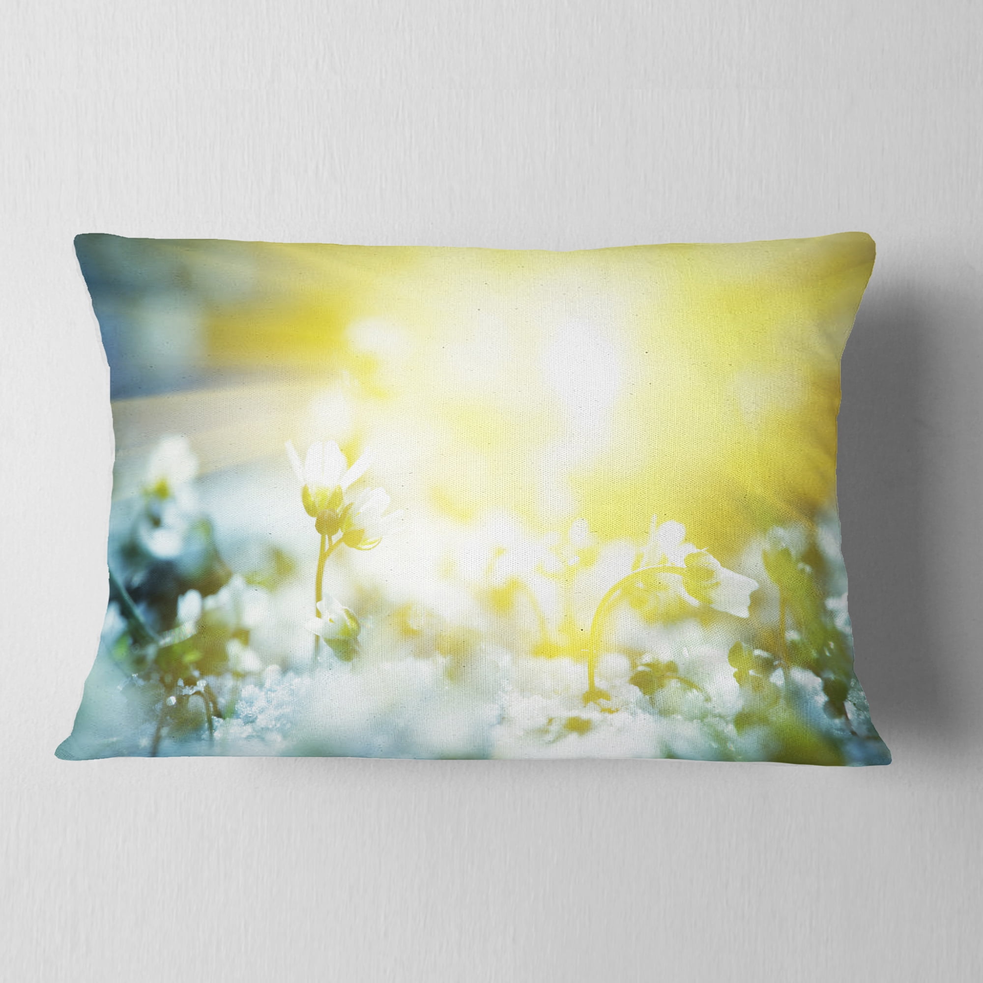Designart Beautiful White Flowers At Sunrise - Flower Throw Pillow - 12x20