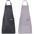 thumbnail image 1 of Delantal, paquete de 2 delantales ajustables con 2 bolsillos, delantales de cocina para hombres y mujeres, para barbacoas, exteriores, horneado, manualidades, dibujo, delantal de chef, 1 of 8