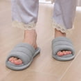 thumbnail image 2 of Litfun Open Toe Slippers for Women Comfort Terry Cloth House Slippers Memory Foam Slide Slippers, Grey, 2 of 6