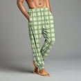 thumbnail image 4 of WTOBBY Men's Drawstring Cuffed Lounge Pants with Pockets, Comfortable Home Sleep Pajama Bottoms for Men, Soft Casual Wear for Relaxing,Light Green 2XL, 4 of 8