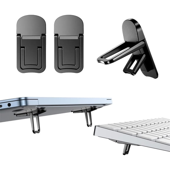 NOGIS 2pcs Portable Keyboard Riser with Dual Tilt Angle, Mini Laptop Feet for Desk, Invisible Lifter & Self-Adhesive Laptop Stand Bracket, Ideal for Office Use