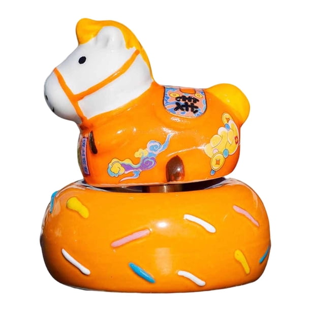 Figura de caballo en miniatura, escultura animal, adorno Fengshui, estante de escritorio pequeño Naranja