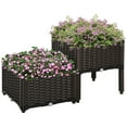 thumbnail image 1 of Outsunny 2 Piece Raised Garden Bed PP Raised Flower Bed Vegetable Herb Grow Box Stand Brown, 1 of 10