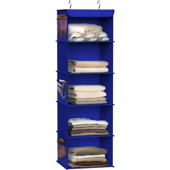 Organizador de armario, sencillo, 5 estantes, para colgar, azul oscuro