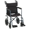 NOVA Medical Products 20" Lightweight Transport Chair with 12" Rear Wheels & Hand Brakes, Blue