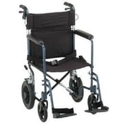 NOVA Medical Products 20" Lightweight Transport Chair with 12" Rear Wheels & Hand Brakes, Blue